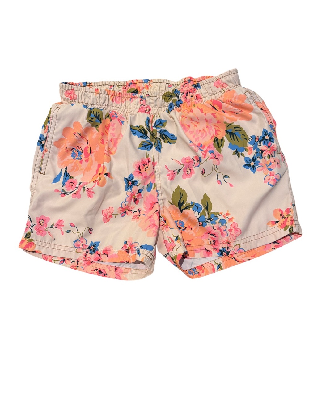 Maaji boys floral swim shorts cream pink orange size 8-10